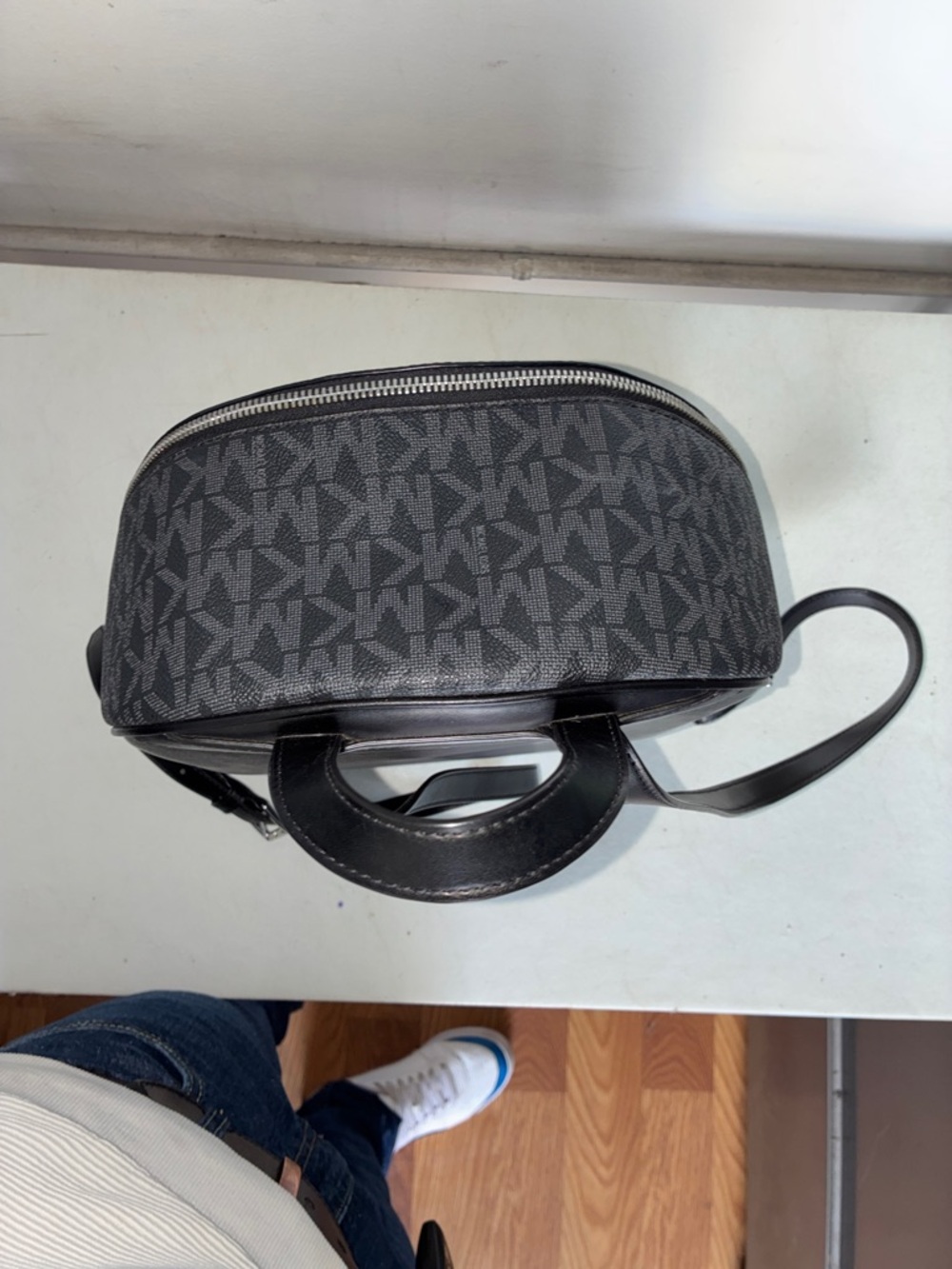 Michael Kors Black and Gray Signature MK Backpack - Picture 8 of 12
